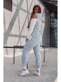 Patterned tracksuit with bare shoulders, blue FI629 - Online store - Boutique